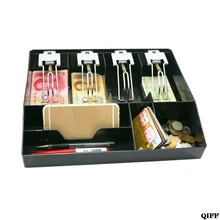 Прямая поставка и 8 сеток увеличение высоты черный пластик Монета коробка для хранения денег банкнот лоток Органайзер с зажимами 4 июня