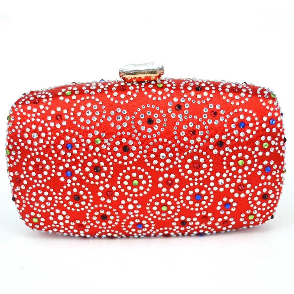 

Red Women Evening Bags Diamante Crystal Clutch Bag River Pattern Wedding Party Purse Royal Black Crossbody Handbags