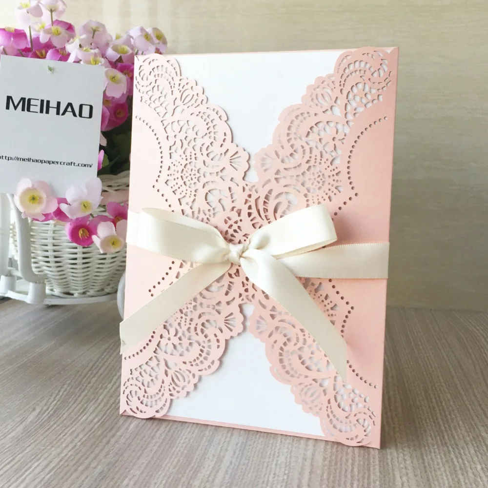 Aliexpress Com 50pcs Lot Hot Chic Couple Design Wedding Vintage Lace Craft Paper Wedding Invitation