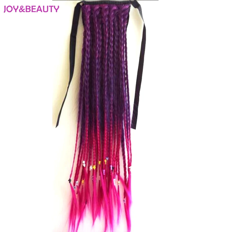 

JOY&BEAUTY Heat Resistant Pure Manual Weaving Braided Synthetic Hair Women's Clip In Ponytail 24inch Long