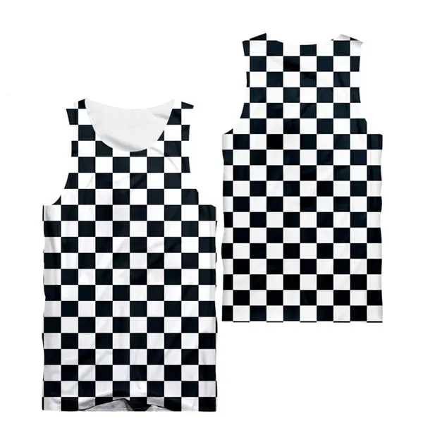 Black White Plaid T-shirt Men Women Sexy Checkerboard V-Neck Hipster Tshirt Streetwear Hip Hop Punk Rock Tee Shirt Custom S-7XL (18)