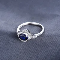 Jewelrypalace, овальное 1.1ct создан синий сапфир себе кольцо 925 пробы серебряные Модные Роскошные Свадебная вечеринка украшения для женщин