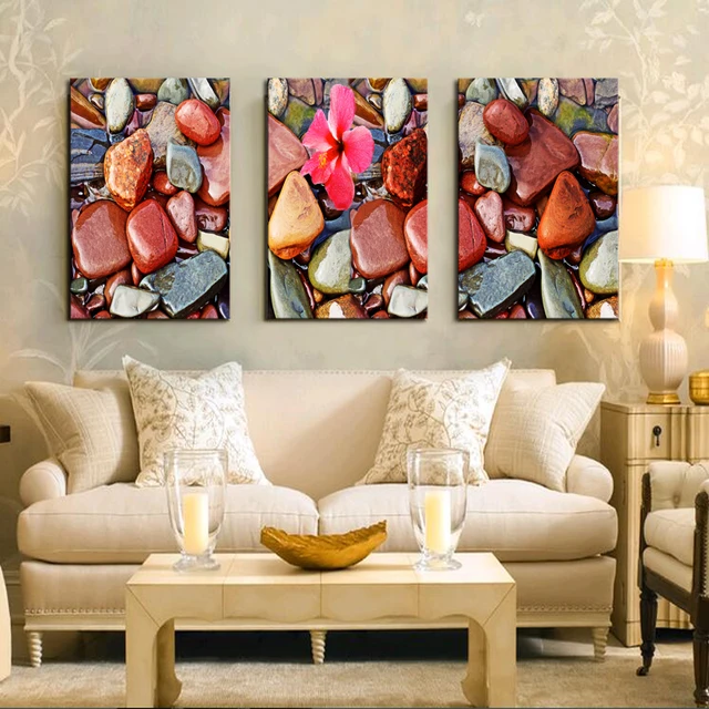 3 Panels Frameless Red Cobblestone Wall Art Pictures Print On Canvas 3 Panels Frameless Red Cobblestone Wall Art Pictures Print On Canvas Painting For Home Kitchen Decoration