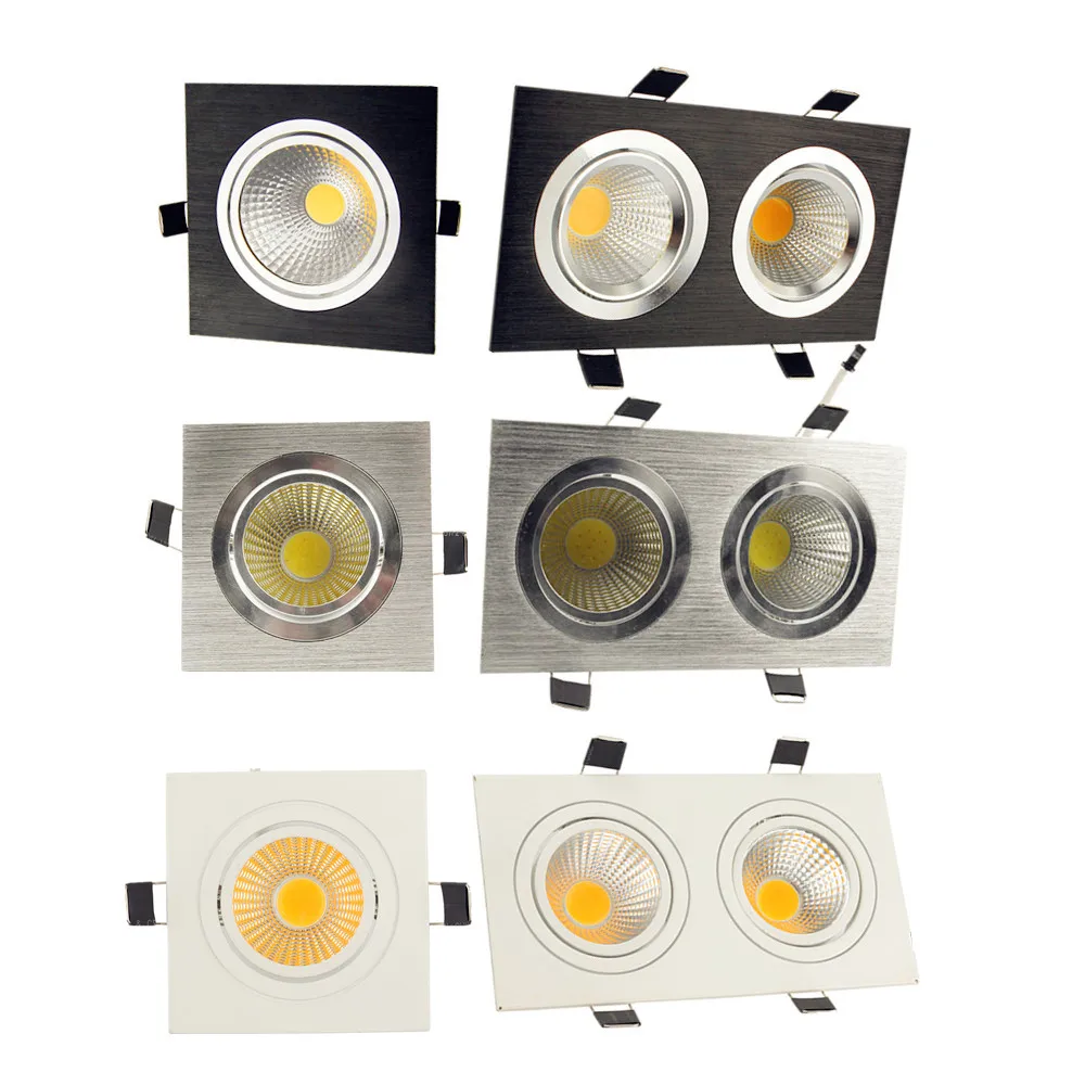 

7w 9w 12w 18w 24w Led downlight ceiling lamp light square cob Dimmable 220v 110v Recessed Double downlight LED Spot With Driver