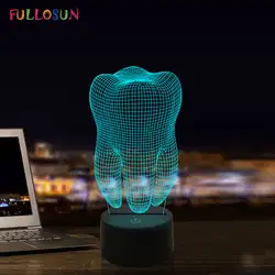 Новинка Иллюзия зуб 3D ночной Светильник для создания уютной атмосферы красочные декоративные лампы классный подарок для дантиста