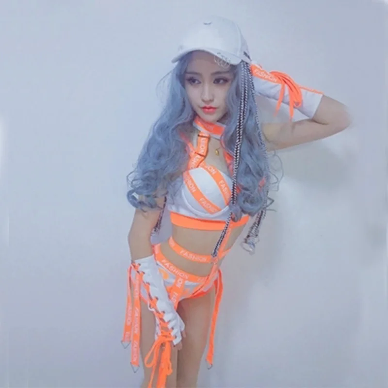 2019 New Sexy Women Jazz Singer DJ Stage Costume bar DS Performance Costumes Sexy Bandage Female Dance Costume Hip-Hop Club Set