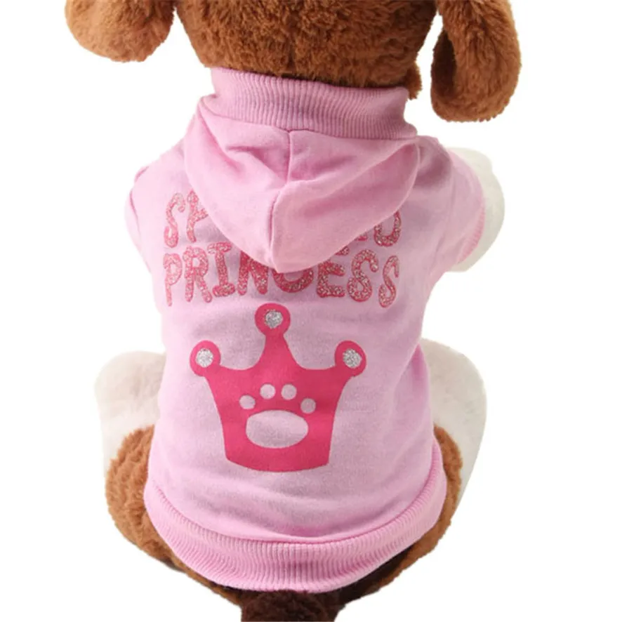 Cute 2017 New Pink Pet Dog Clothes Crown Pattern Puppy Clothing Coat