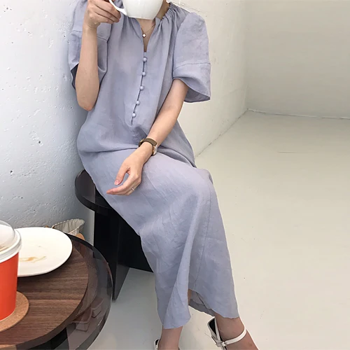 

Women's Summer Dress Plus Size Sukienki Dasmike Button Short Sleeve Loose Female Mujer Casual Beach Elegant Jurken Vestidos