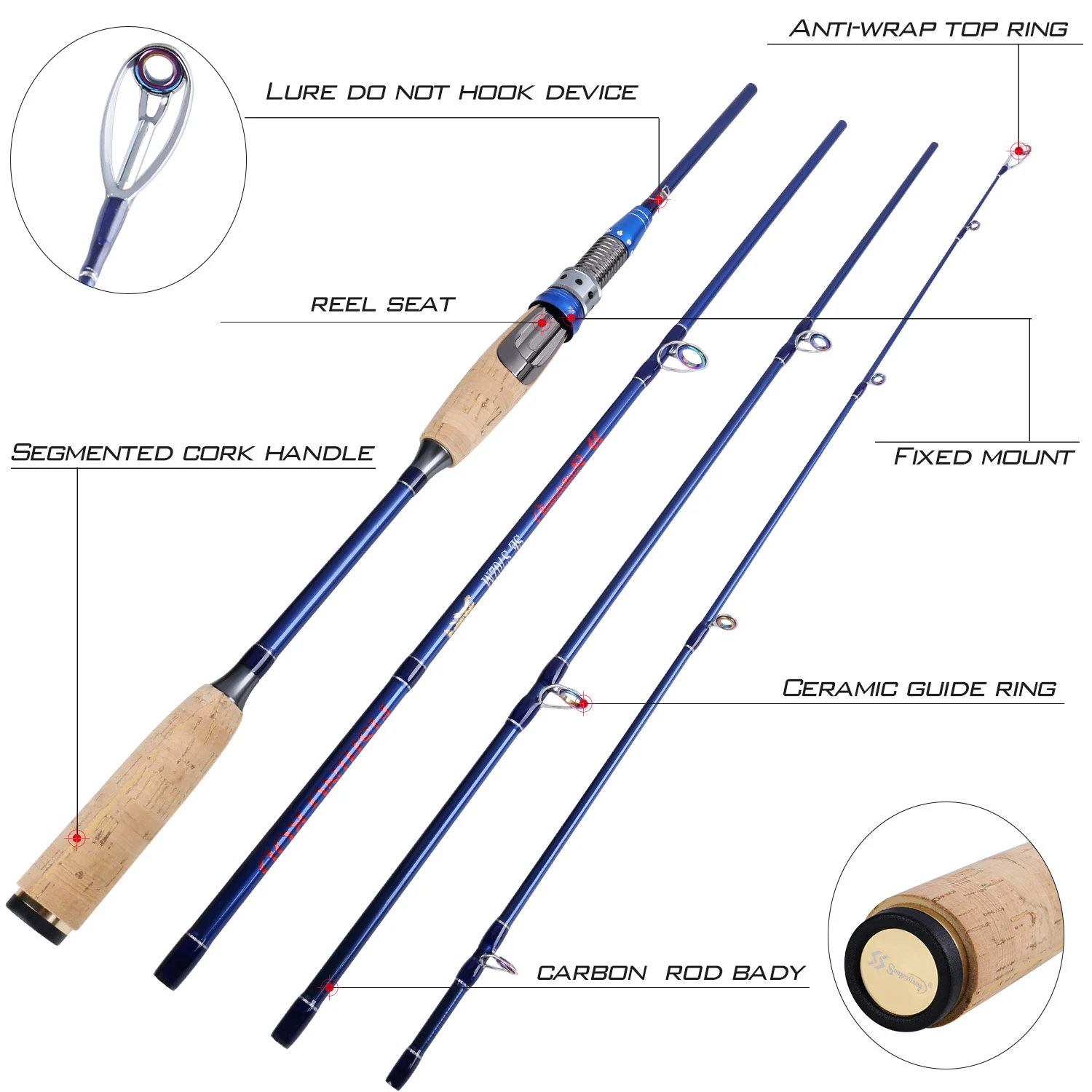 Sougayilang 4 секции приманки стержень 2,1 М 2,4 м Сверхлегкий вес Удочка карбоновая удочка Спиннинг туристическая удочка Карп рыболовные снасти