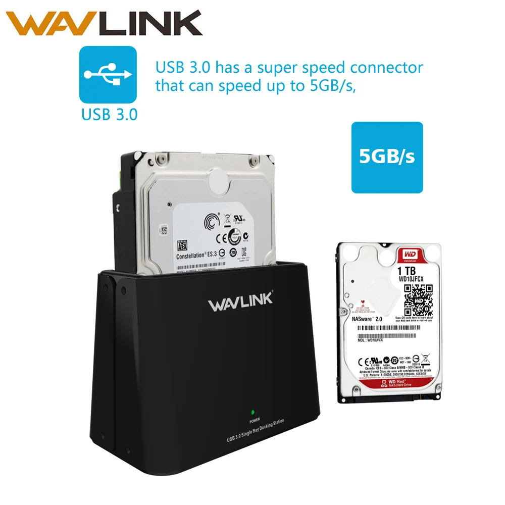 Wavlink 2,5/3,5 hdd корпус USB3.0 на SATA внешний жесткий диск с одним отсеком док-станция для 2,5/3,5 дюймов SSD для UASP и 6 ТБ