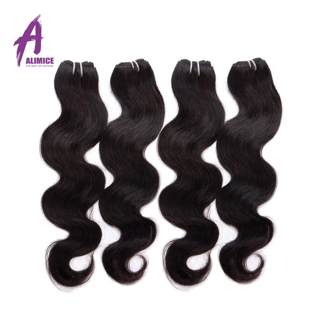 Alimice Brazilian Hair Body Wave 4Bundles With Closure Human Hair Bundles With Closure Human Hair Extensions 50gBundle 5PcsLot (5)