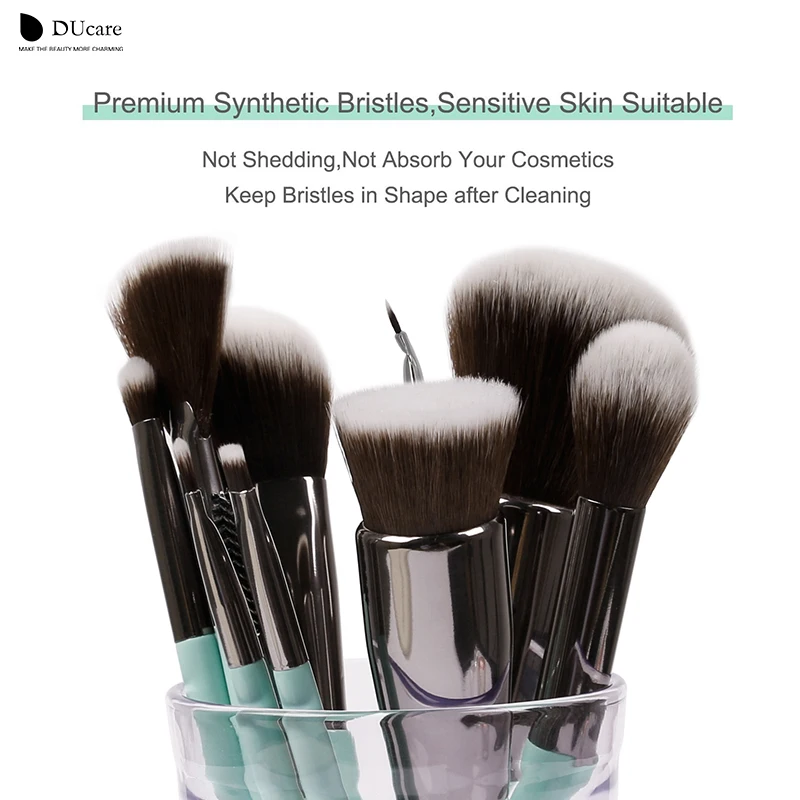 Ducare Makeup Brushes 11pcs Professional Brushes Light Green Brush Set High Quality Brush With Bag Portable Make Up Brushes Brush Set Makeup Brush Roll Holdermakeup Brush Roll Up Aliexpress