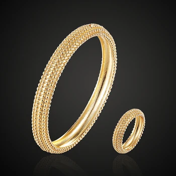 

Lanruisha jewelry set luxry brand vankliif full matel ball copper bangle with ring man and woman use bracelet fashion jewelry