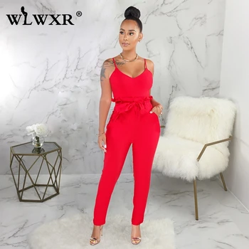 

WLWXR Casual Bodycon Summer Jumpsuit Women Playsuit Bandage Backless Ladies Sexy Club Rompers Womens Jumpsuits Female Overalls