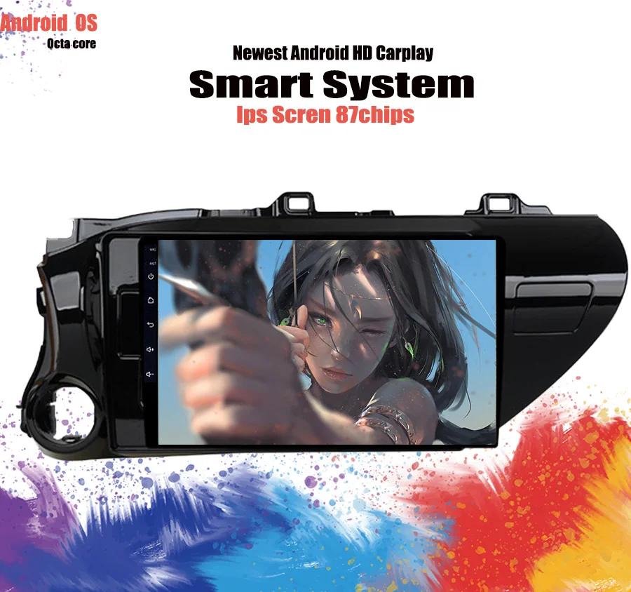 Top 10.1" 4G RAM 8 cores Android 9.1 Car DVD GPS Navigation For TOYOTA Hilux 2016 2017 audio stereo car radio headunit Tape Recorder 0