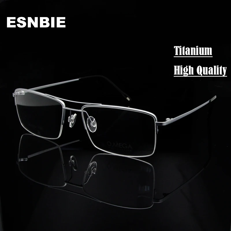 

ESNBIE High Quality Titanium Glasses Frame Men Half Rim Eyeglasses Pilot Glass Eyewear Business Man Spectacle Frame Clear Lens