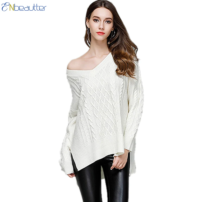 ENbeautter Women's Sweater Sexy V-Neck Knitted Swe...