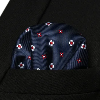 

HF608V Navy Blue Red Floral Men Silk Party Handkerchief Pocket Square Hanky