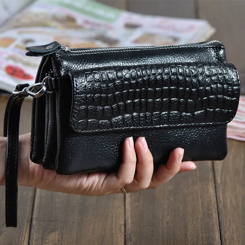 

AMONCHY Women Messenger Bags Genuine Leather Alligator Shoulder Bags Ladies Clutches Natural Cowskin Crocodile Purse Summer 2019