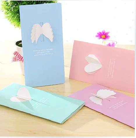 

10pcs Creative Wings Love Decorative Greeting Card New Year Christmas Message Blessing Card Valentine 's Day Greeting Card