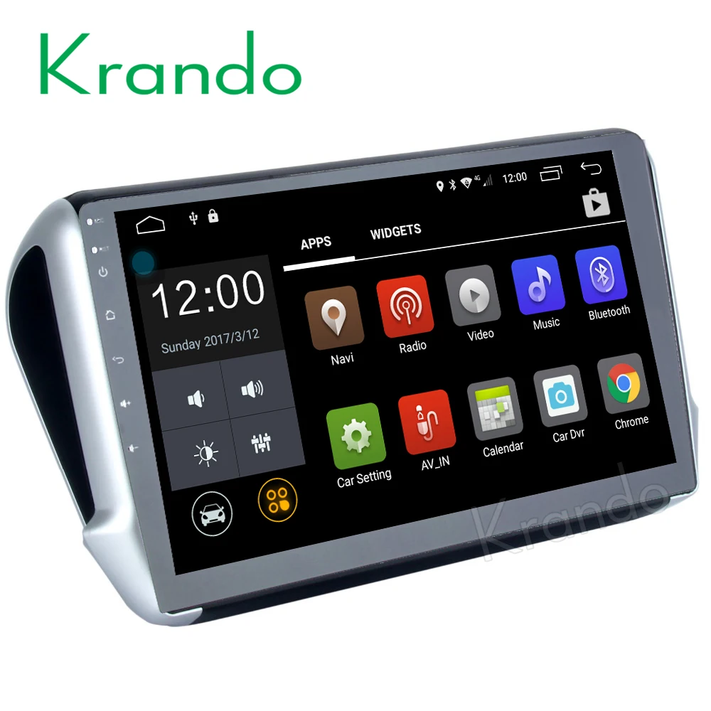 Discount Krando 10.1" Android 8.1 car audio radio navigation multimedia system for Peugeot 208 2008 2012+ gps dvd player WIFI 3G DAB+ 0