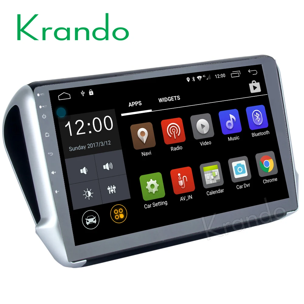 

Krando 10.1" Android 8.1 car audio radio navigation multimedia system for Peugeot 208 2008 2012+ gps dvd player WIFI 3G DAB+