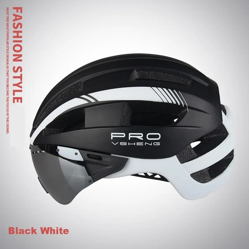 Велосипедный шлем, унисекс, окуляр, защита от насекомых, сетка, Интегрированный шлем, дорожный, горный, велосипедный шлем, защитная шапка, велосипедный шлем - Цвет: Black White