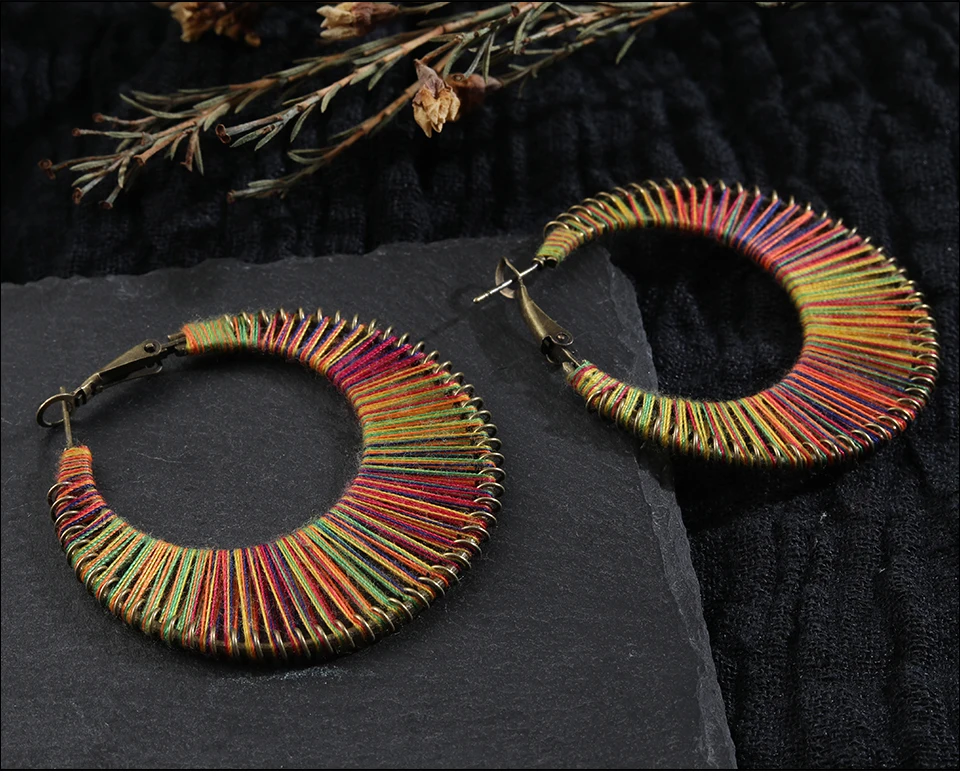 Bohemian Handmade Weaving Dangle Hanging Ethnic Drop Earrings for Women Female Fashion Earrings Jewelry Accessories