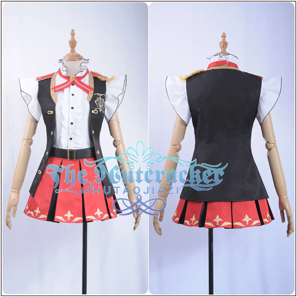 x_01 Game LoveLive!Sunshine!! Aqours Bremen Band Sakurauchi Riko Cosplay Costume Custom Red Pleated Skirt Dress Hairpin Socks Vest (1)