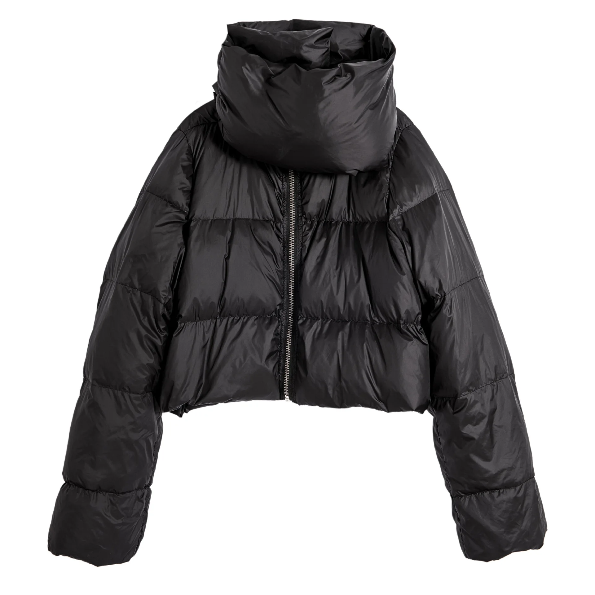 Осенне-зимняя женская короткая пушистая куртка-пуховик на молнии с белым утиным пухом супер большой воротник, тяжелое пальто xr23 - Цвет: Черный