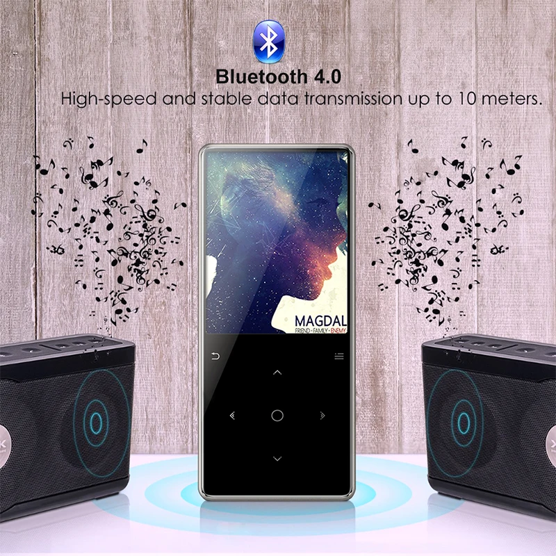 Металлический MP3-плеер bluetooth с сенсорным экраном встроенный динамик HIFI музыкальный плеер с fm-радио запись звука электронная книга