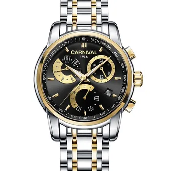 

High Quality CARNIVAL Men's Watches Luxury Multifunction Automatic Waterproof Watch Men All steel Machinery Business Sport clock