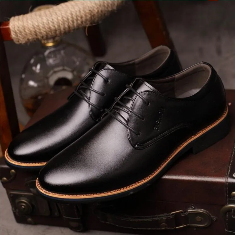 Muhuisen Men Dress Shoes Square Toe Gentlemen Leather Shoes Trendy ...