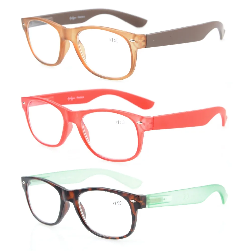 3PKR011 очки для чтения в 3 упаковках с коричневым, красным, черепаховым комфортом весенние руки классический стильный+ 0,50-+ 4,00