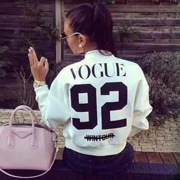 

Casual Women Printing Coat Batwing Sleeve Crop Female Jacket Black White Zipper Lady Short Outwear Coat