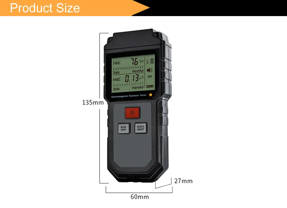 Детектор электромагнитного излучения защита поля EMF тестер цифровой батареи излучения метр измерения