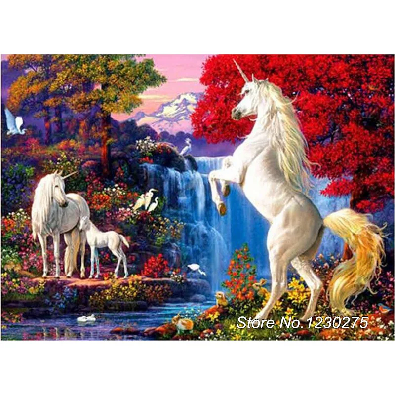 

Diamond Painting Cross Stitch Room Decor Handicraft DIY Diamond Mosaic Embroidery Waterfall Unicorn Rhinestone Pattern BD815