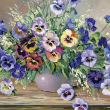 Фиолетовый цветок художественная ручная роспись креативная цифровая картина маслом DIY живопись по номерам 24 цвета пигментная щетка живопись