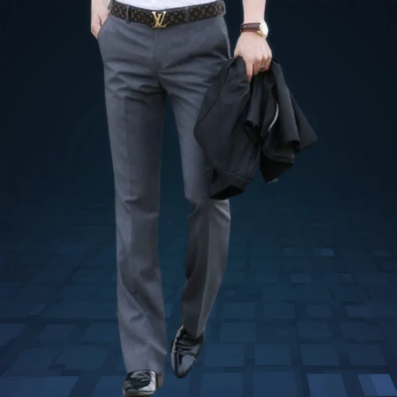 Men's Flared pants Male Summer Straight Suit Pants British leisure Free hot feet trousers Formal Pants For Men Size 37