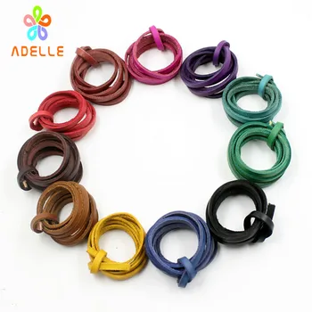 

11 tan colors 100% Geniune Flat Leather Cord/strips water dye 4MM*2MM More SOFT DIY necklace Thong Jewellery free shipping 11m