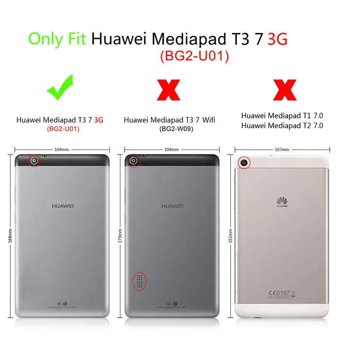 Чехол из ПУ для huawei Mediapad T3 7 7,0 3g BG2-U01 7 дюймов+ 2 шт. пленка для экрана в подарок