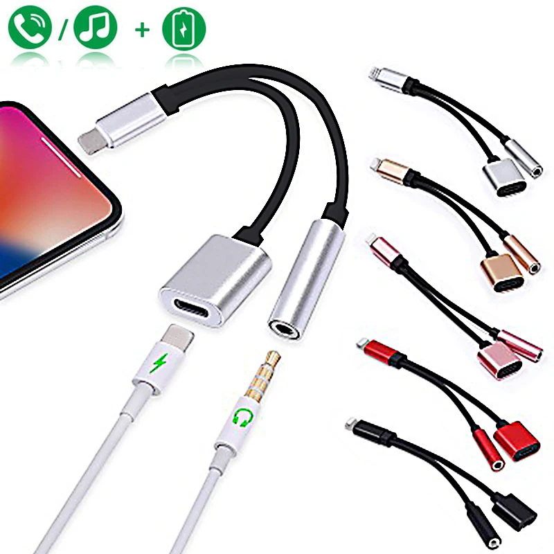 2 IN 1 Dual USB Earphone Splitter Audio Adapter For iphone X 7 8 Plus