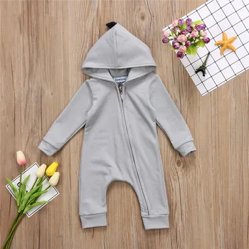 Emmababy Baby Boy Girl 3D Dinosaur Costume Solid pink gray Rompers warm spring autumn cotton dinosaur halloween costume for baby