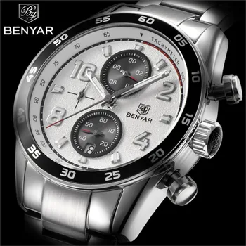 

BENYAR New Men's Watches Top Brand Luxury Quartz Sports Casual Wrist Watch Mens Waterproof Steel Chronograph Relogio Masculino