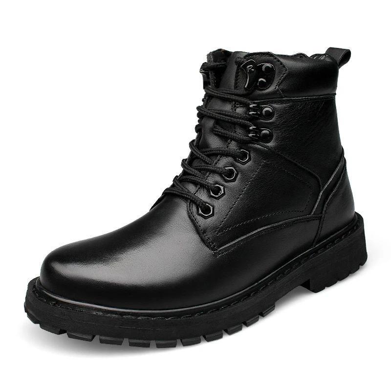 Модная мужская обувь в британском стиле; Цвет Черный; Теплая обувь с хлопчатобумажными стельками из натуральной кожи; зимние ботинки на меху; ботильоны в стиле милитари; sapatos; большие размеры