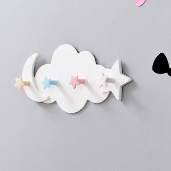 

Fashion Star Moon cloud design nail free 4 hooks home storage hook 29.8*14cm