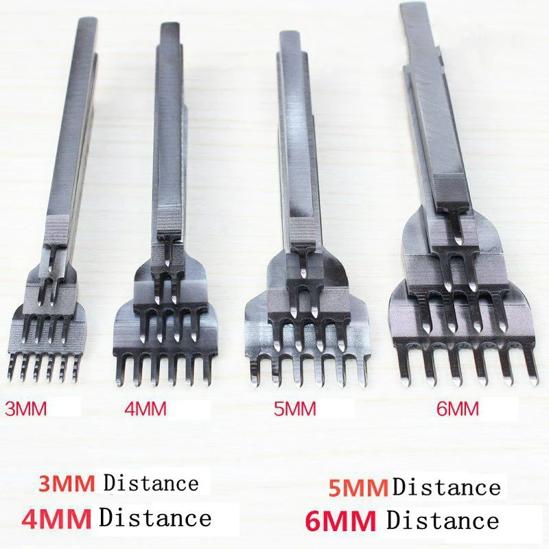 

4 Pcs/set 3/4/5/6mm Leather Craft Tools Hole Punches Lacing Stitching Tool Hand-stitched High-gradewhite Steel