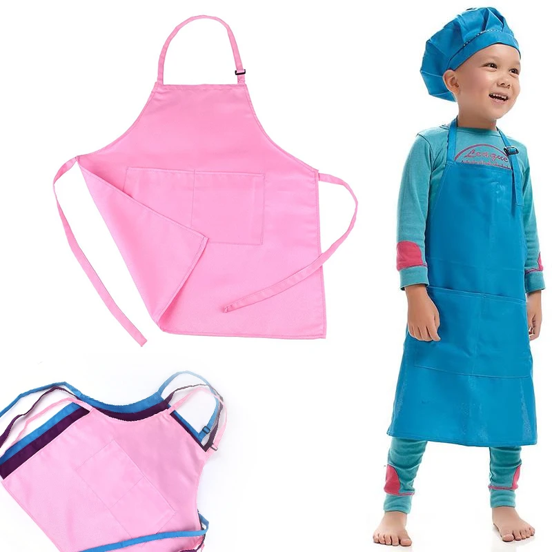 

Cute Adjustable Children Kids Plain Apron for Kitchen Baking Cooking Painting Art Bib Home