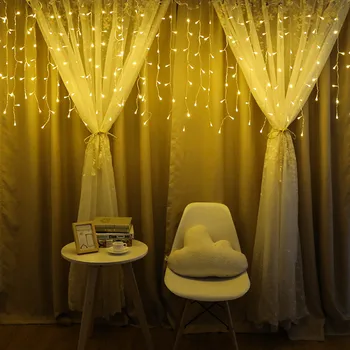 

Window Curtain Icicle String Fairy Lights Holiday LED Light Garland Decor for Party Wedding Patio Coffee house Bedroom Window