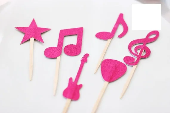 Cheap Rock And Roll Star Musical Note Cupcake Toppers Toothpicks